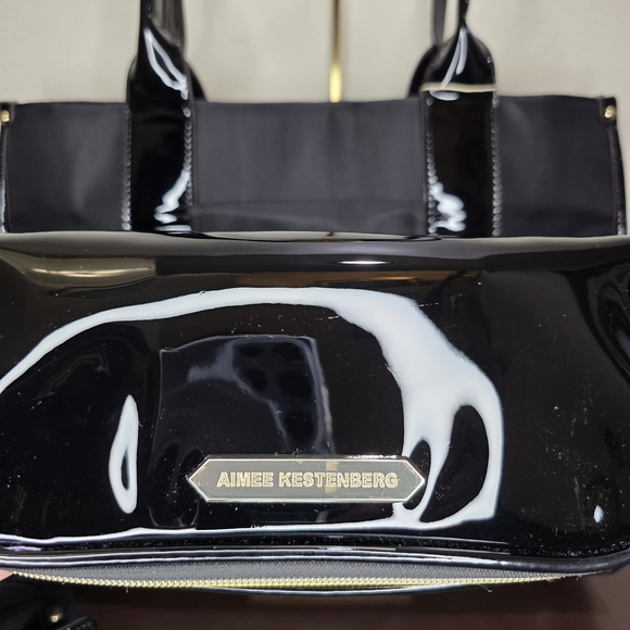 Aimee Kestenberg Weekender Black Nylon Glossy Tote Set - Picture 7 of 11